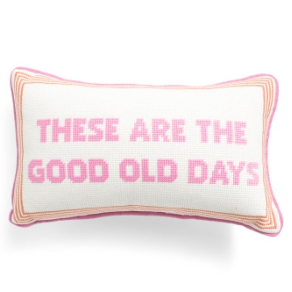 💕🔹️Bouffants & Broken Hearts🔹️ “ Good Old Days"  Pink  Needlepoint  Pillow